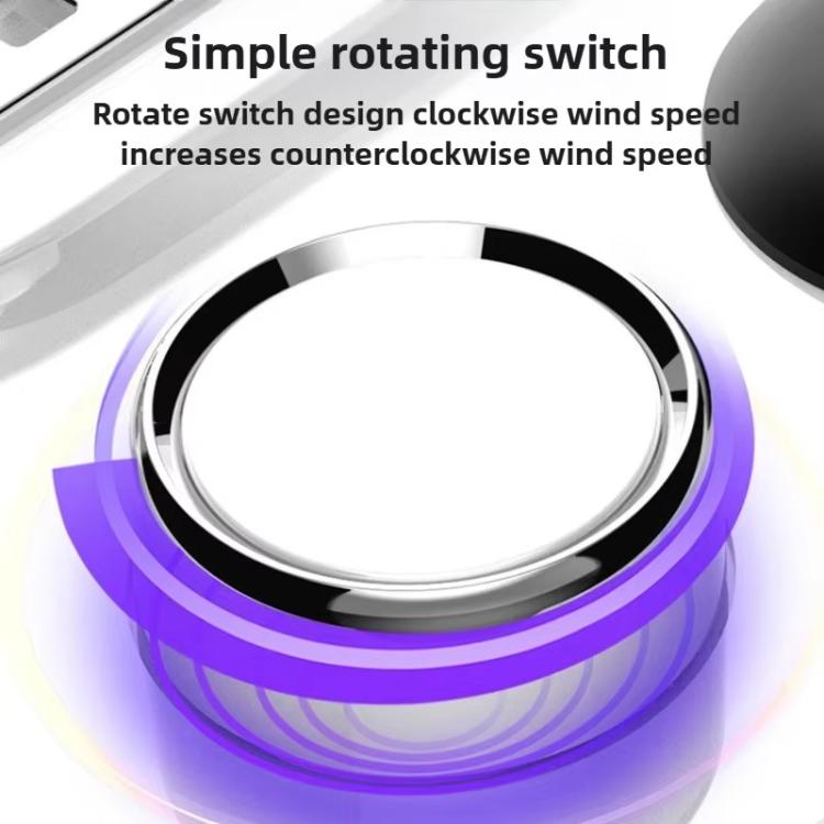 Nail dust collector with rotating control ring and glowing purple LED airflow indicator