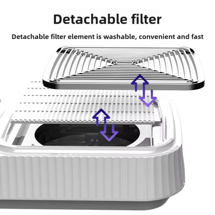 Nail dust collector with detachable filter element shown under the intake grid