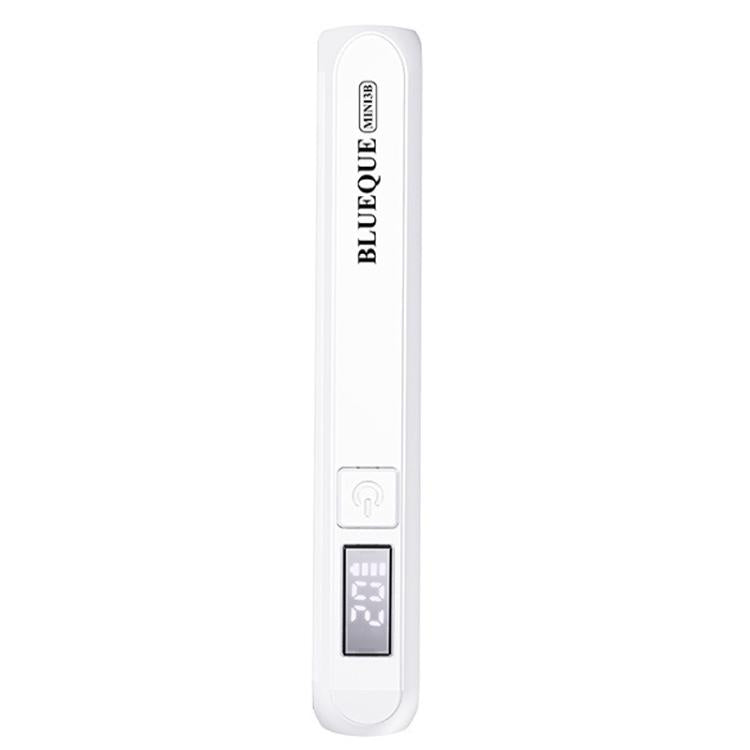 White handheld LED nail curing lamp with digital display and single-nail tip