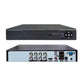 Hybrid security DVR recorder rear panel with multiple BNC video inputs and video out