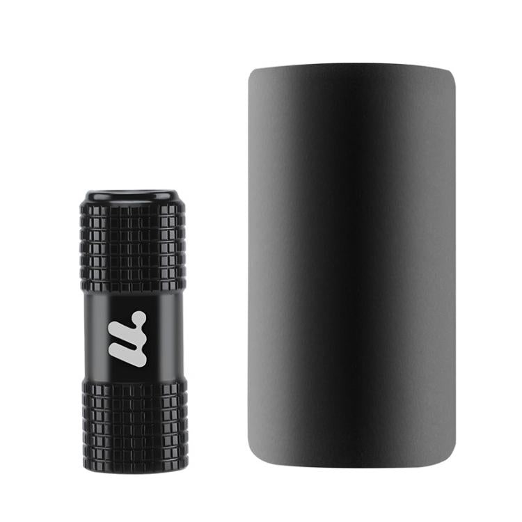 CO2 inflator valve head with anti-freeze foam sleeve, black and ribbed metal