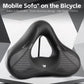 Black wide bike saddle with central hollow vent cutout and textured side panels