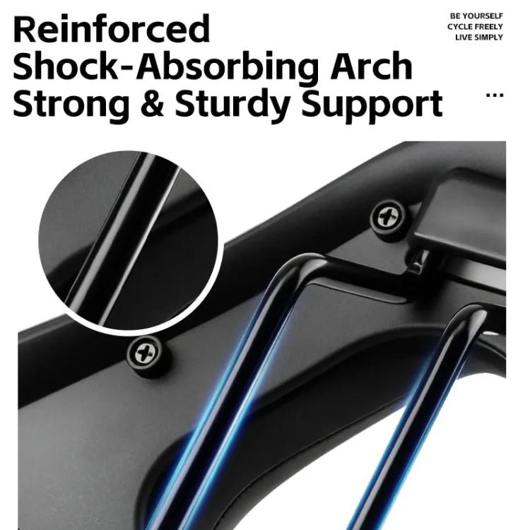 Reinforced shock-absorbing bike saddle arch support with spring motion, black