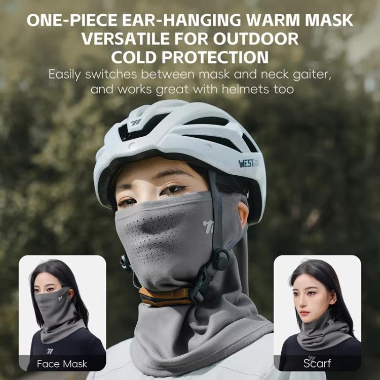WEST BIKING Winter Ear-Loop Face Mask Double Layer Fleece Windproof Neck Gaiter for Cycling, Free Size