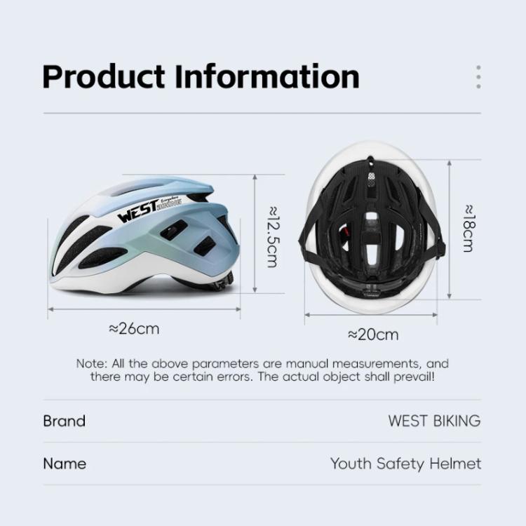 Youth safety helmet with light blue, white, and black shell, front vents