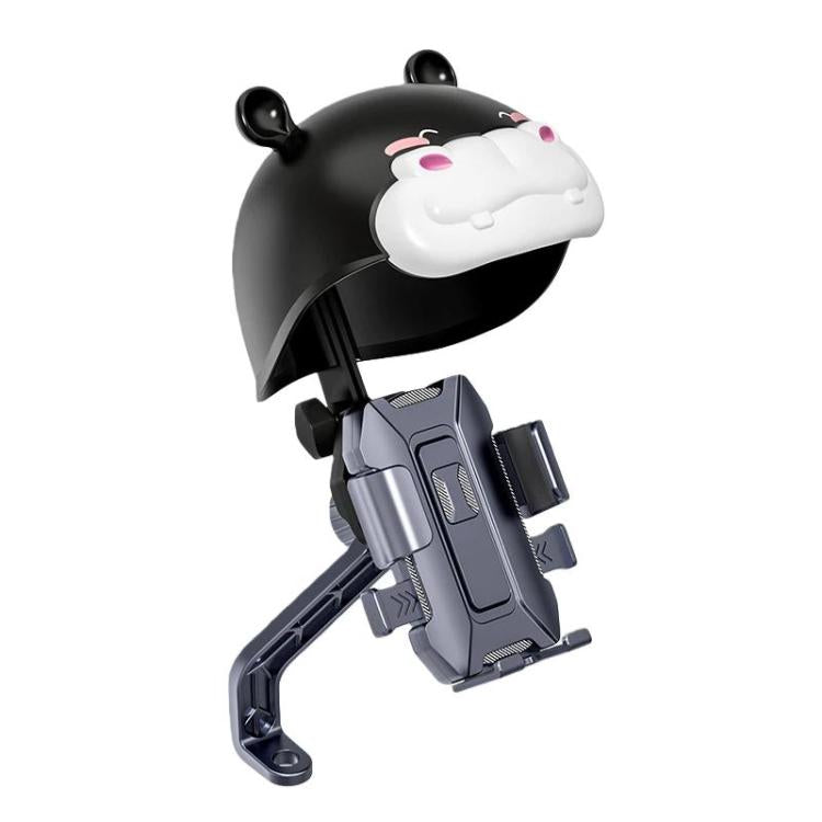 Black bear helmet-style phone mount with universal clamp and adjustable bracket