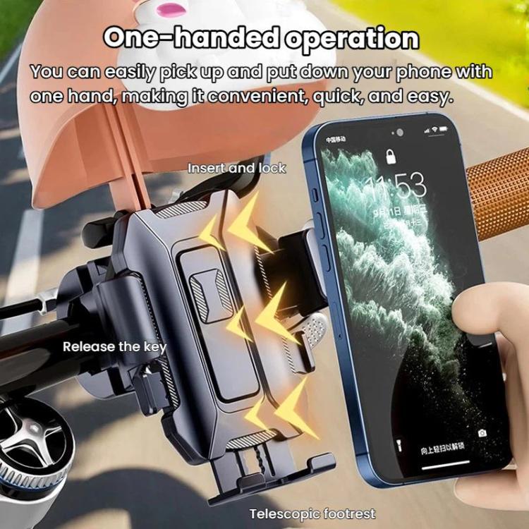 Grey phone clamp on helmet mount with side key release and secure lock