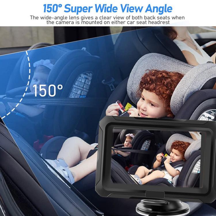 Car baby monitor with 4.3-inch screen and compact camera for rear-seat viewing