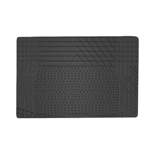 Car trunk mat in dark gray with raised grid pattern and non-slip texture