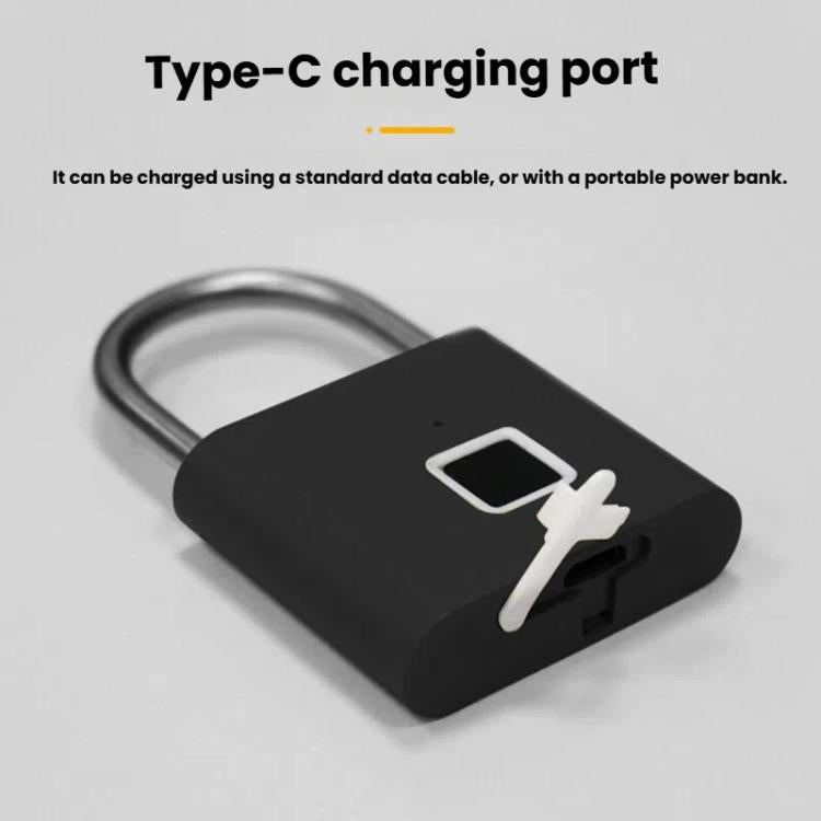 Fingerprint Padlock Compatible Tuya Smart App, 30 Fingerprint Capacity, USB-C Rechargeable, Zinc Alloy Body