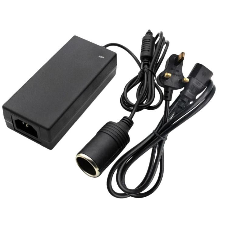 Car power adapter with cigarette-lighter plug and multi-prong AC plug, dark gray