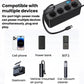 Retractable car charger with digital display and four-way power ports, black