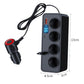 Black 4-port car charger splitter with retractable cable and blue digital screen