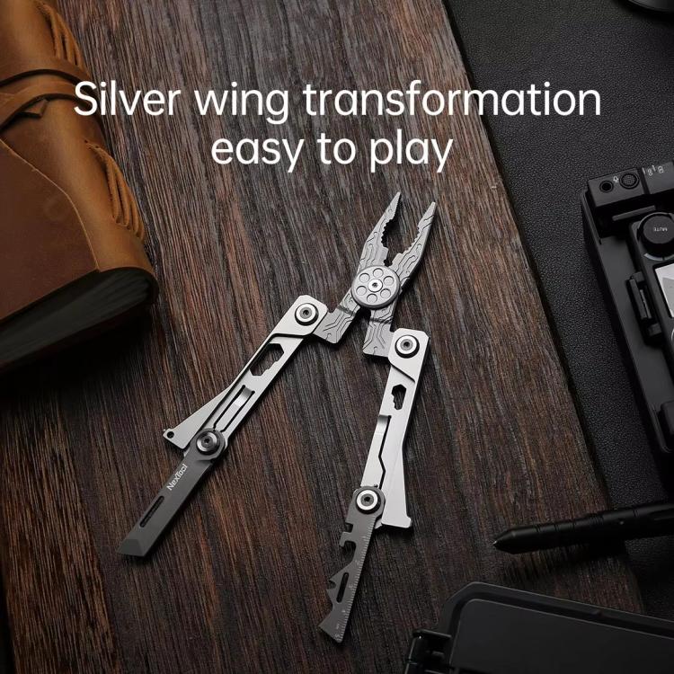 Nextool Silver Blade EDC Tool 14 In 1 Pocket Folding Pliers Screwdriver Wrench Knife With Leather Case