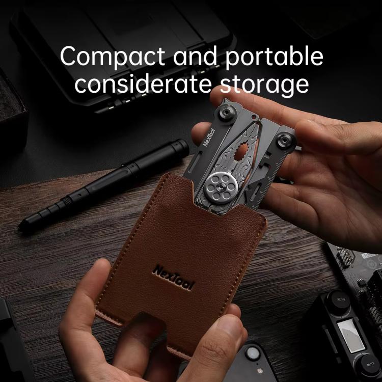 Nextool Silver Blade EDC Tool 14 In 1 Pocket Folding Pliers Screwdriver Wrench Knife With Leather Case