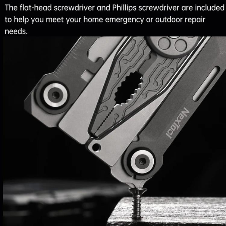 Nextool Silver Blade EDC Tool 14 In 1 Pocket Folding Pliers Screwdriver Wrench Knife With Leather Case
