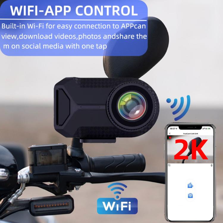 M1 IP66 Waterproof WIFI Motorcycle Dash Camera 2K HD Portable Recorder, M1