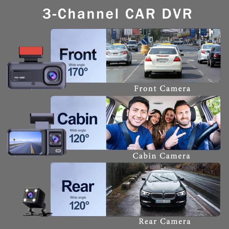G98 HD 1080P Dash Camera Infrared DVR Recorder, Front + Inside, Front + Inside + Rear