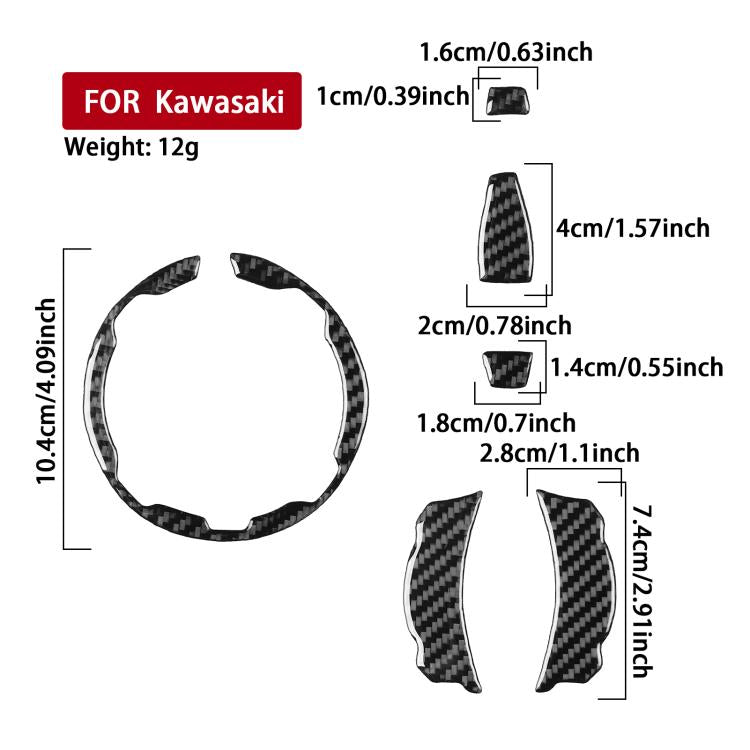 Fuel tank cap sticker set with 6 carbon fiber pieces and matching shape panels