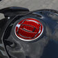Fuel tank cap sticker, red carbon fiber center with silver border on motorcycle cap