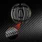 Fuel tank cap sticker set, black carbon fiber design with yellow outline and detail insert