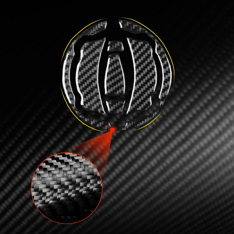 Fuel tank cap sticker set, black carbon fiber design with yellow outline and detail insert