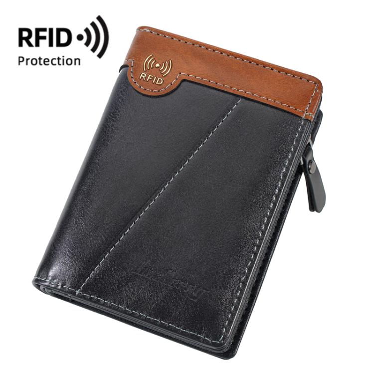 Baellerry D5592 Men Compact Wallet Vintage Waxed Leather RFID Multi-Card Holder