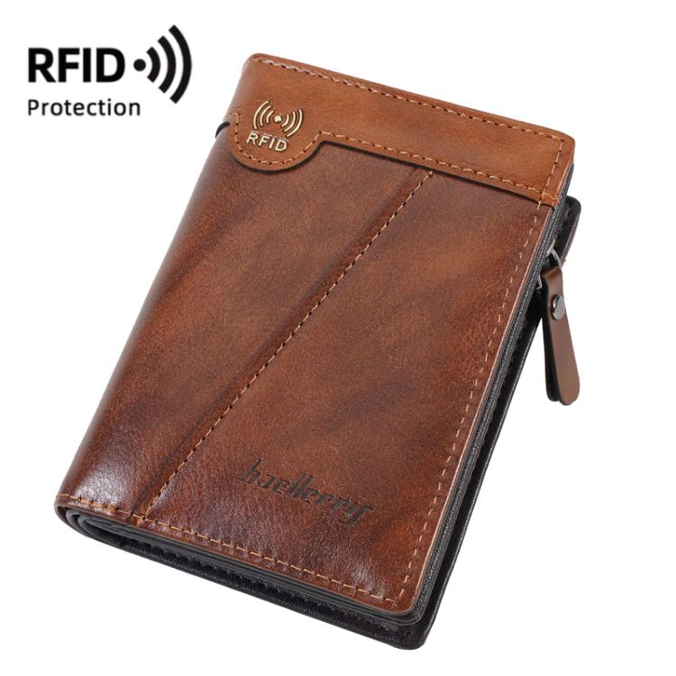 Baellerry D5592 Men Compact Wallet Vintage Waxed Leather RFID Multi-Card Holder