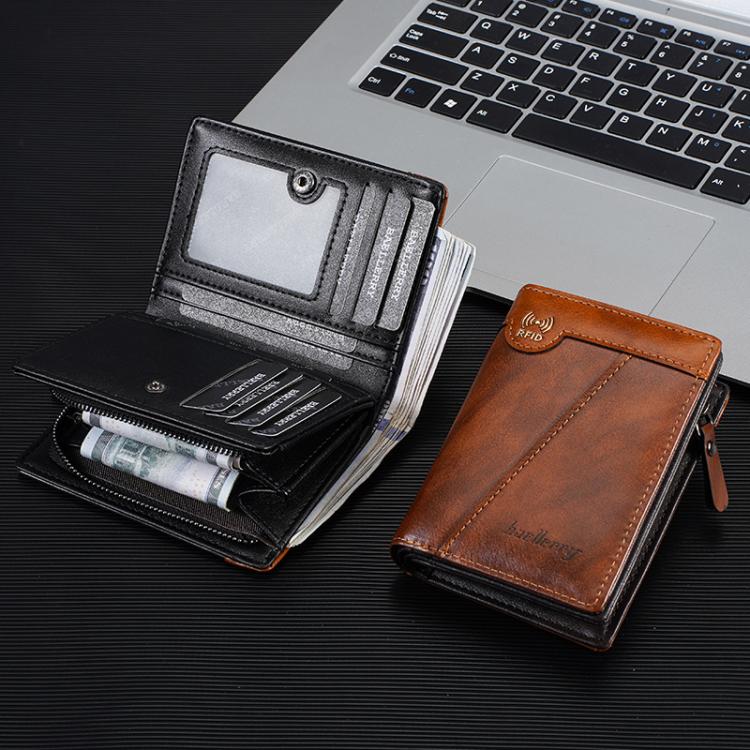 Baellerry D5592 Men Compact Wallet Vintage Waxed Leather RFID Multi-Card Holder
