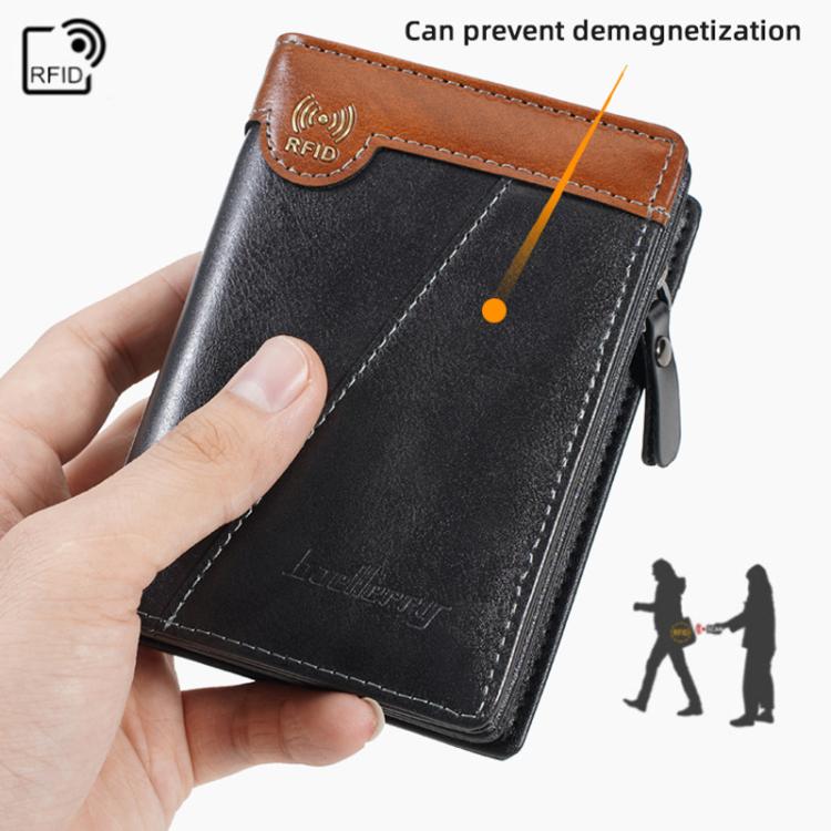 Baellerry D5592 Men Compact Wallet Vintage Waxed Leather RFID Multi-Card Holder