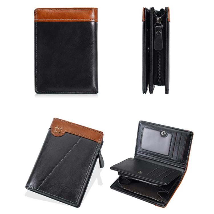 Baellerry D5592 Men Compact Wallet Vintage Waxed Leather RFID Multi-Card Holder