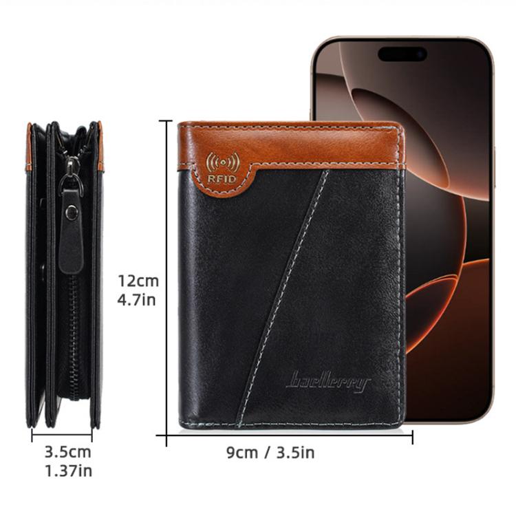 Baellerry D5592 Men Compact Wallet Vintage Waxed Leather RFID Multi-Card Holder
