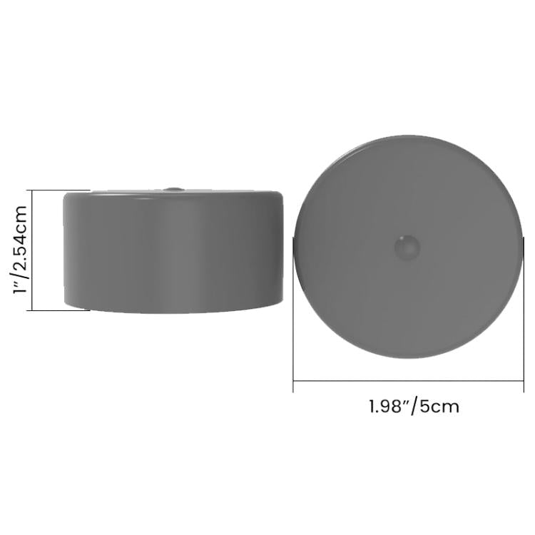 1.98 in gray round rubber bearing protector cap, side and top profile