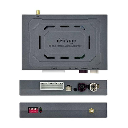 Wireless CarPlay and Android Auto interface module, black box with port openings