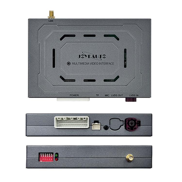 Wireless CarPlay and Android Auto interface module showing side and cable ports
