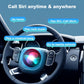 Car steering wheel with voice assistant prompts for CarPlay
