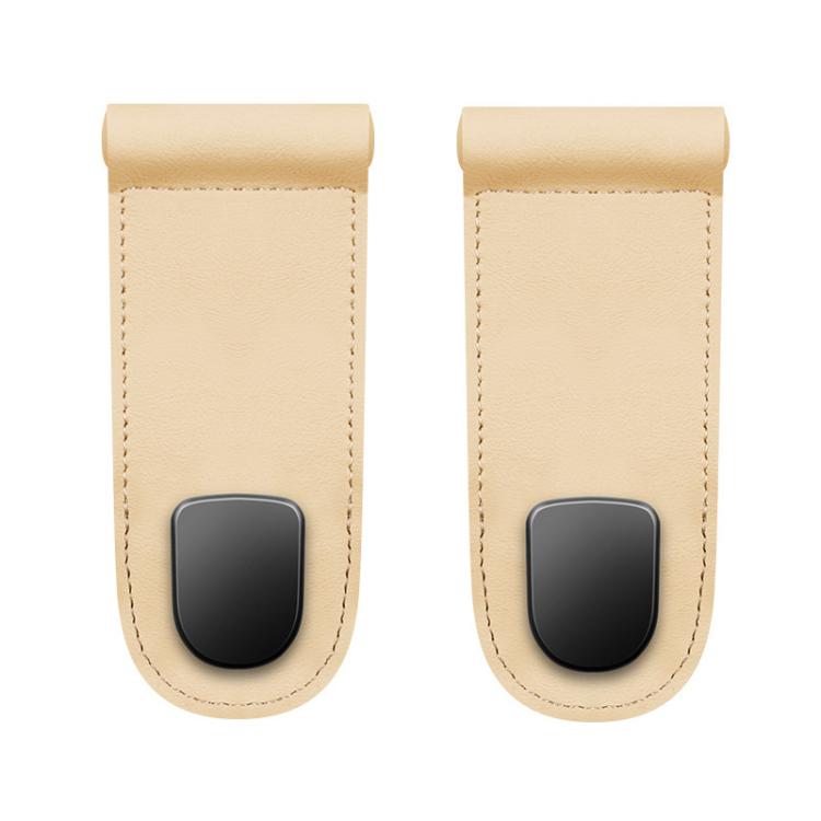 Car interior hook organizer, beige faux leather single pouch with black hook insert