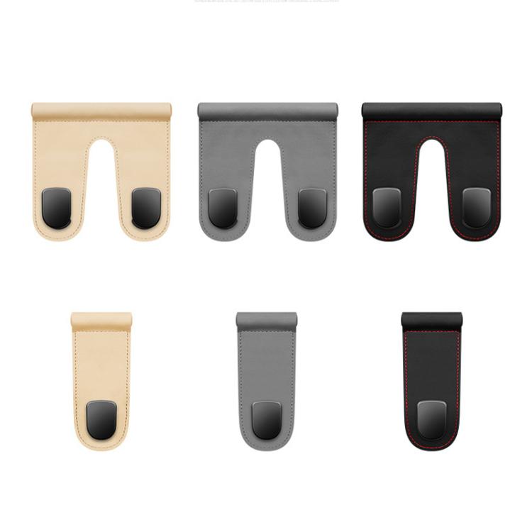Car interior hook organizer set, beige, gray, and black single and double pouches
