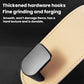 Metal hook attached to beige faux-leather strap on car interior organizer