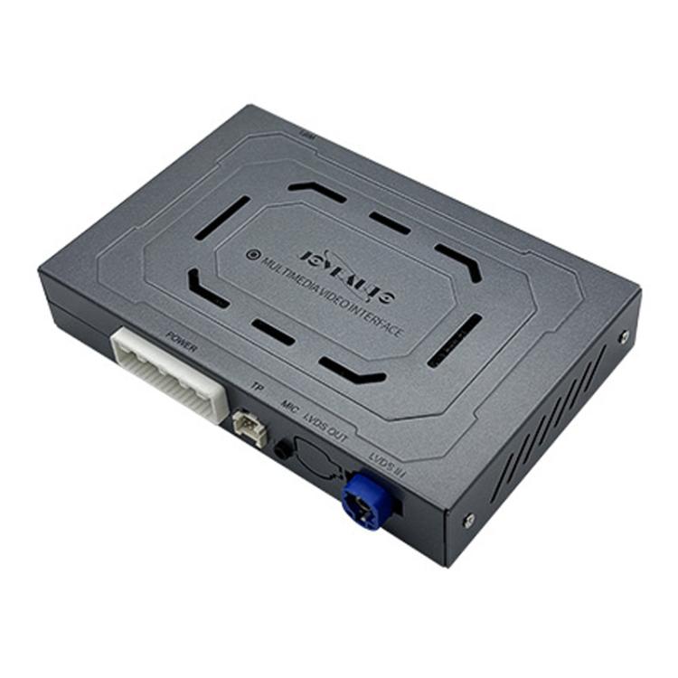 Wireless CarPlay and Android Auto decoder module with front and side ports, black case