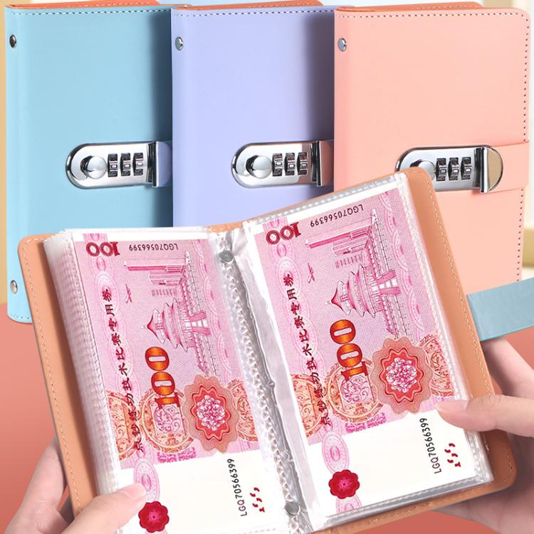 A6 Password Lock Cash Book 50-Page Large Capacity Waterproof Commemorative Banknote Album