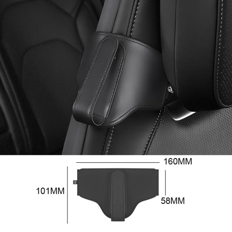 Car seat belt shoulder pad positioner retainer, dark gray/black padded cover with stitched center