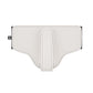 Car seat belt shoulder pad positioner in beige/cream, padded cover with stitched center strap