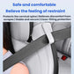 Car seat belt shoulder pad positioner in dark gray/black with stitched center panel on belt