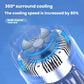 Portable cooling cup with cooling fan and heat sink design illustration around the device