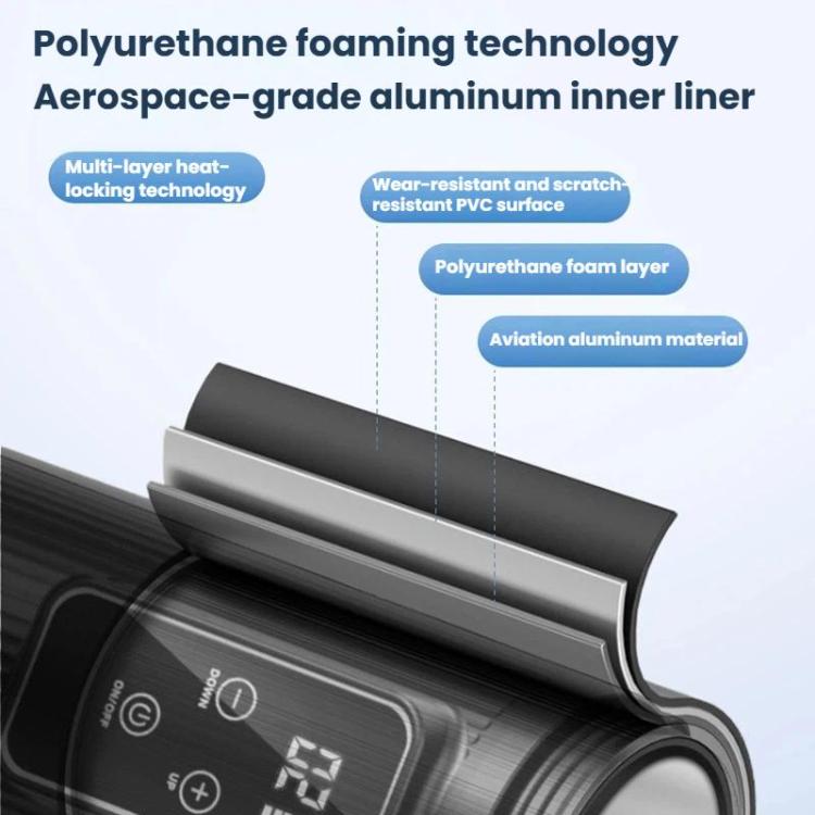 Portable cooling cup cutaway view showing layered insulation and inner liner