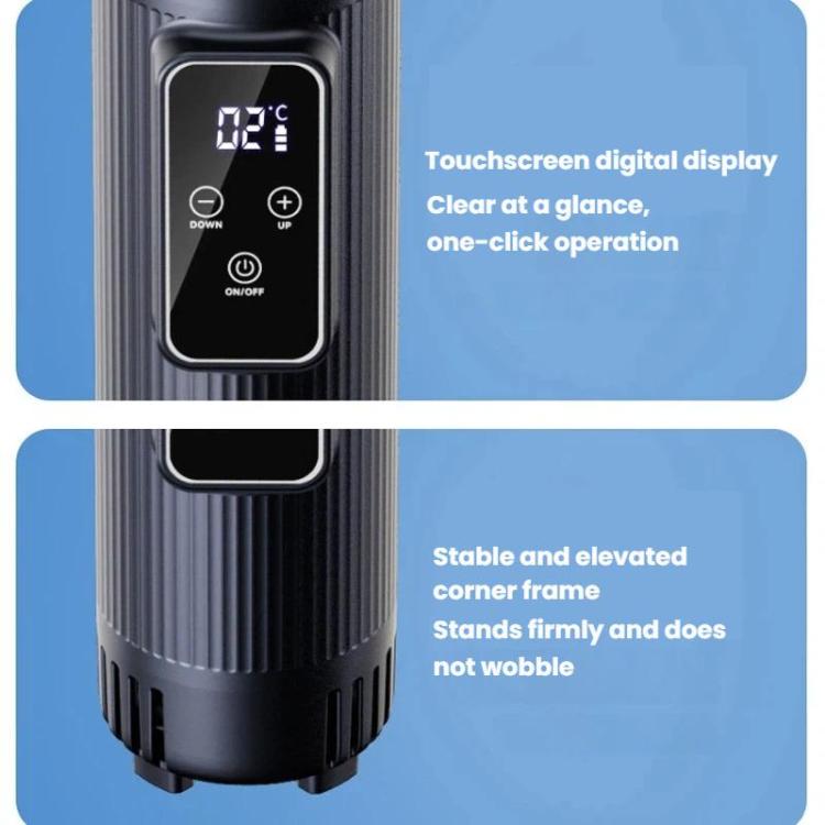 Portable cooling cup with digital display showing 0°C and touch control buttons