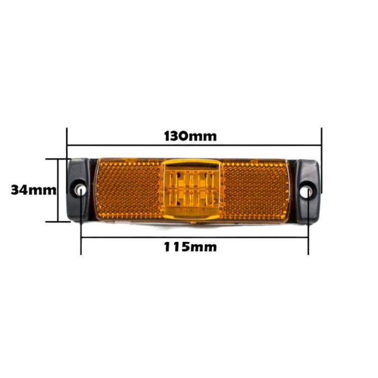 Amber LED truck side marker light with 130mm length and 34mm height