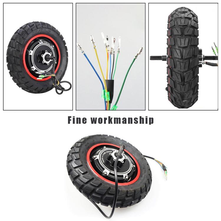 Inflatable off-road scooter wheel with motor hub, red rim ring and cable wiring