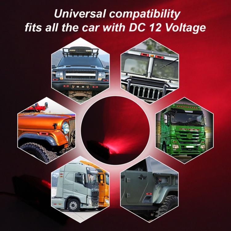 Truck side marker light with red lens and black housing for universal fit